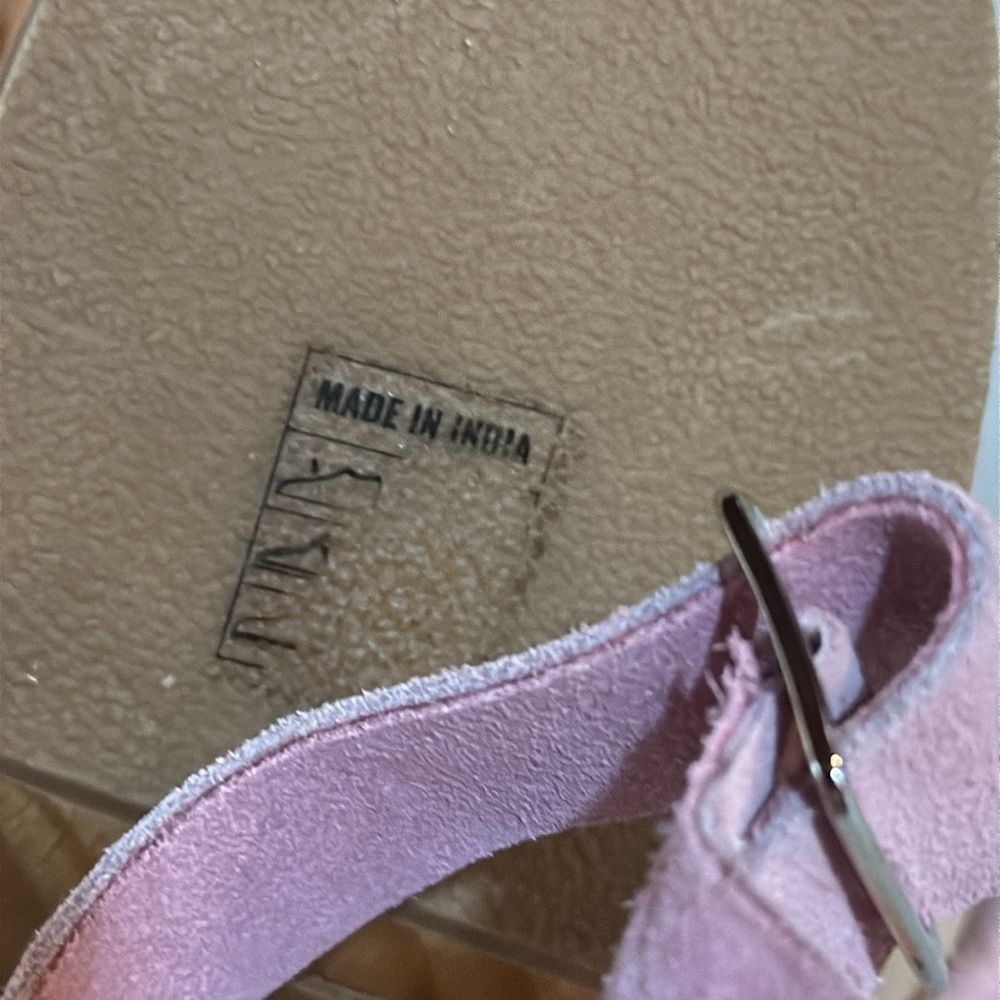 Rag & Co APRIL Light Pink Wooden Clogs In Suede Weave. Size 10 - Picture 10 of 11